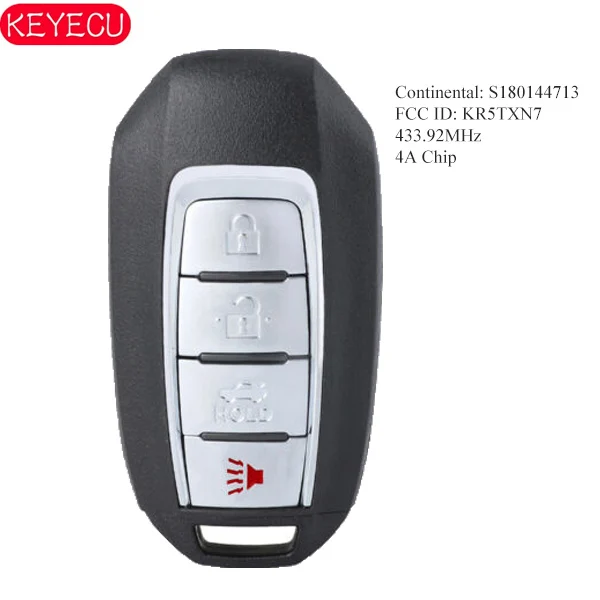 

KEYECU Smart Remote Key Fob 4B 433.92MHz 4A for Infiniti Q50 Q60 2019 2020 S180144713, KR5TXN7