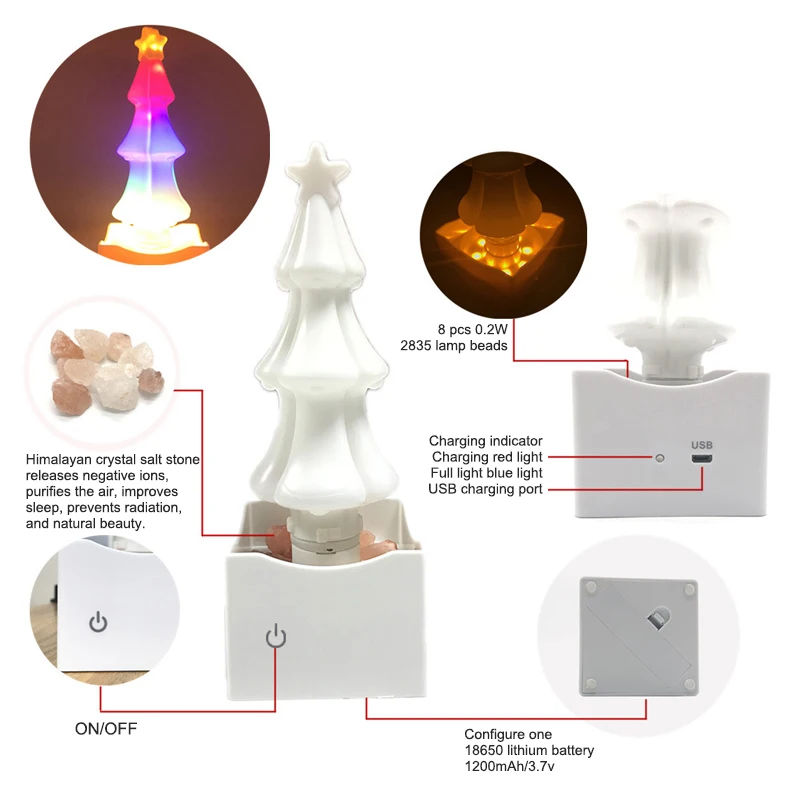 LWARML новый ультра-яркий Led Рождественская елка соль лампа ночник красочный