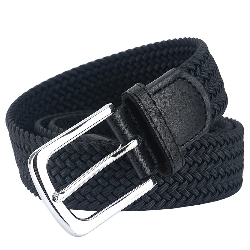 Unisex Belt Weaving Quality Nylon Pin Buckle Men Belt Outdoor Casual Wild Women Belt Canvas Belt Elastic Belt