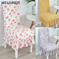 meijuner ruffled floral printing chair covers spandex for wedding dining office banquet stretch elastic flounced coverings mj010