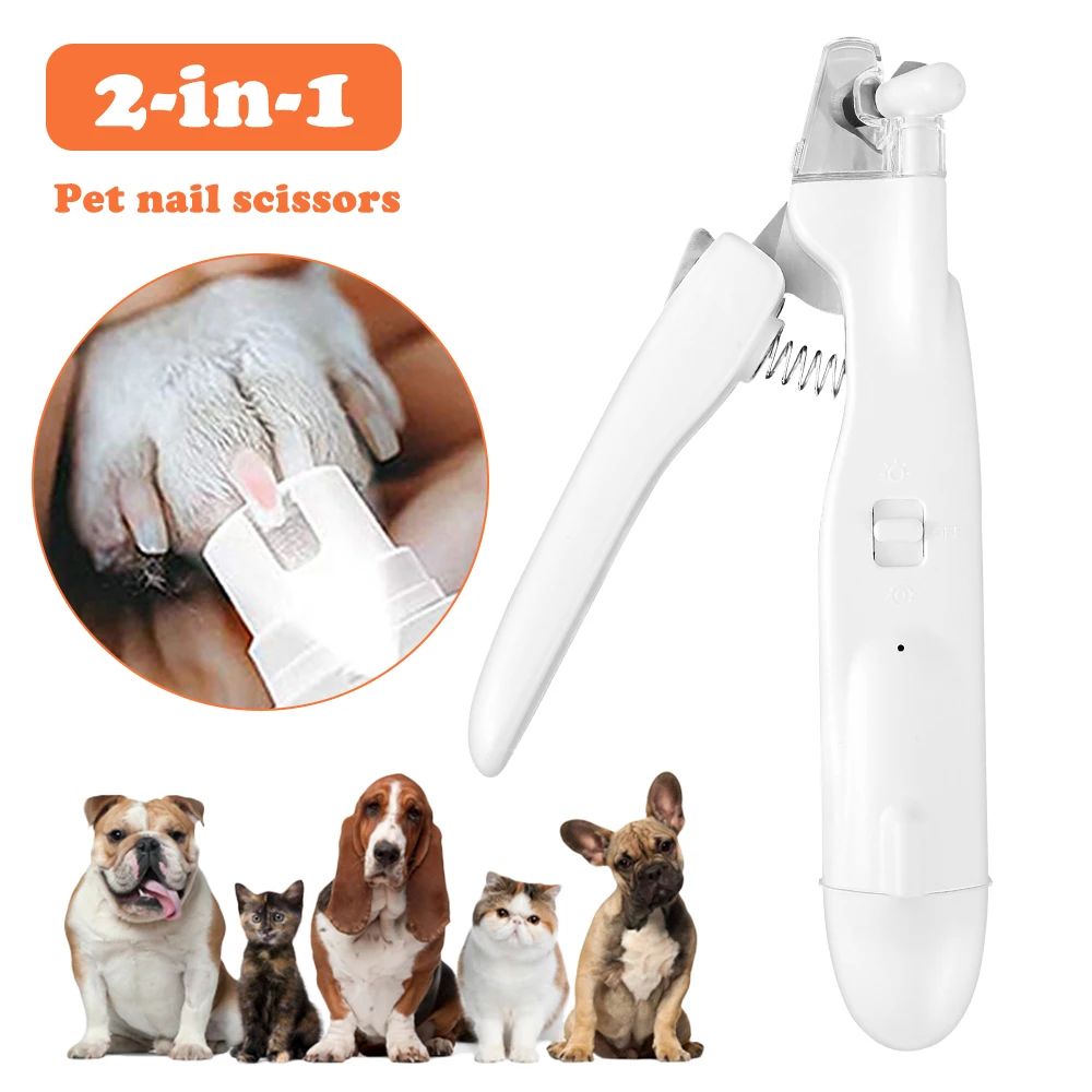 

2 in 1 Dog Nail Grinders Pet Nails Clippers with LED Light Durable Sharp Blade Portable Rechargeable Paw Grooming Tool