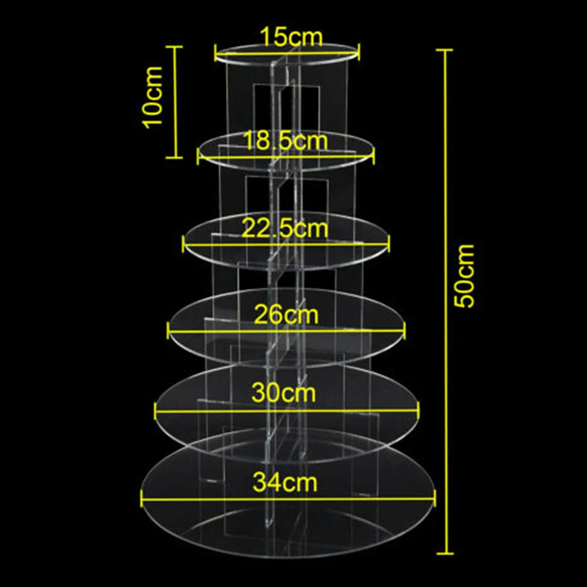 

6 Tier Transparent Acrylic Round Cake Stand Wedding Birthday Party Plexiglass Cake Display Stand Home Decoration Snack Tray