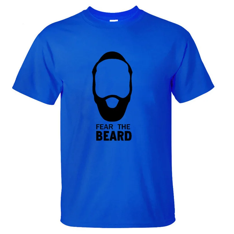 Мужские хлопковые футболки с круглым вырезом и надписью «Star James Harden Fear the Beard» - Цвет: blue black
