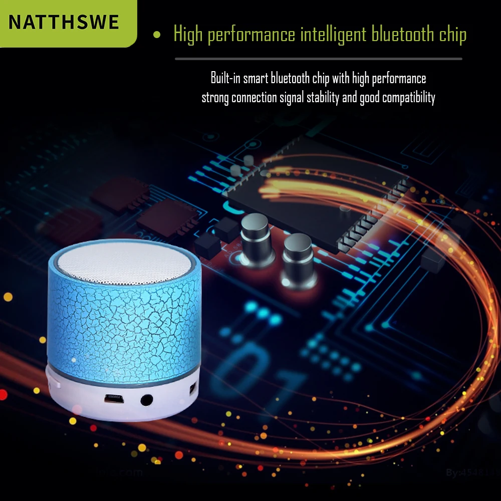 NATTHSWE Bluetooth динамик мини беспроводной громкий трещина светодиодный TF USB Сабвуфер