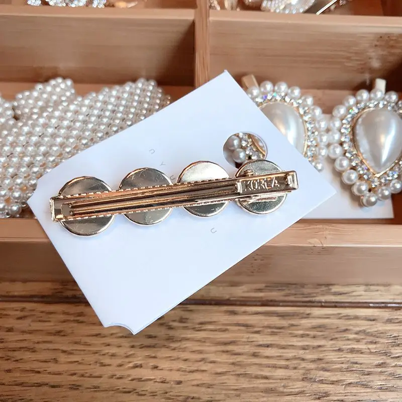 

Women Fashion Pearl Hair Clip Elegant Korean Design Snap Barrette Stick Hairpin Hair Styling Accessories For Women Jewelry
