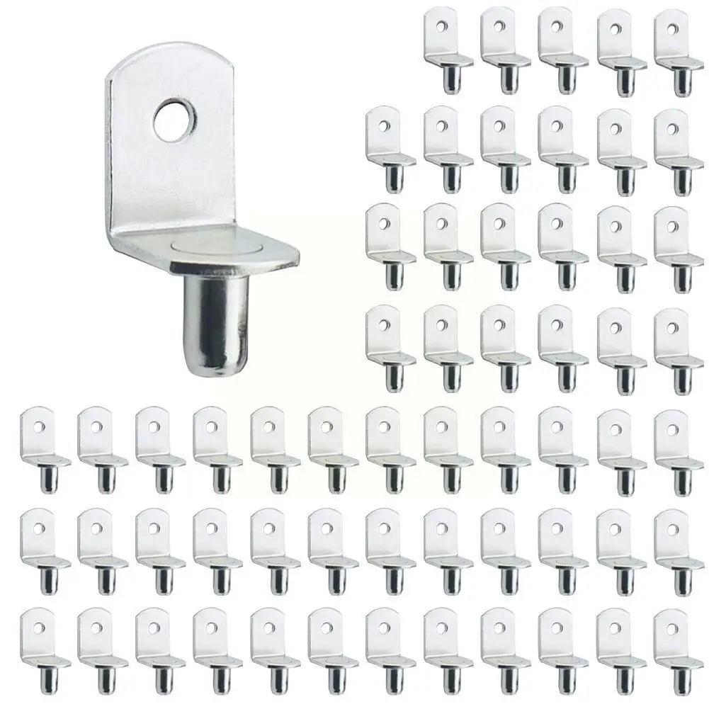 

50pcs Plated Steel L-Shelf Support Pegs 1/4" L-Shaped Bracket Style Cabinet Shelf Support Pegs with Hole for Closets Furnit Q4R2