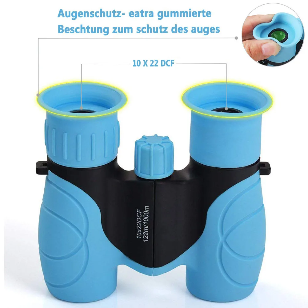 

Adjustable Diopter Anti-fall Kids With Lanyard Traveling 10X22 Binocular Bird Watching Hiking Compact Hunting Safe