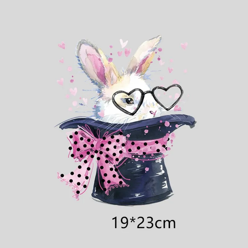 

23x19cm Cartoon Rabbit Iron on Patches For DIY Heat Transfer Clothes T-shirt Thermal transfer stickers Decoration Printing