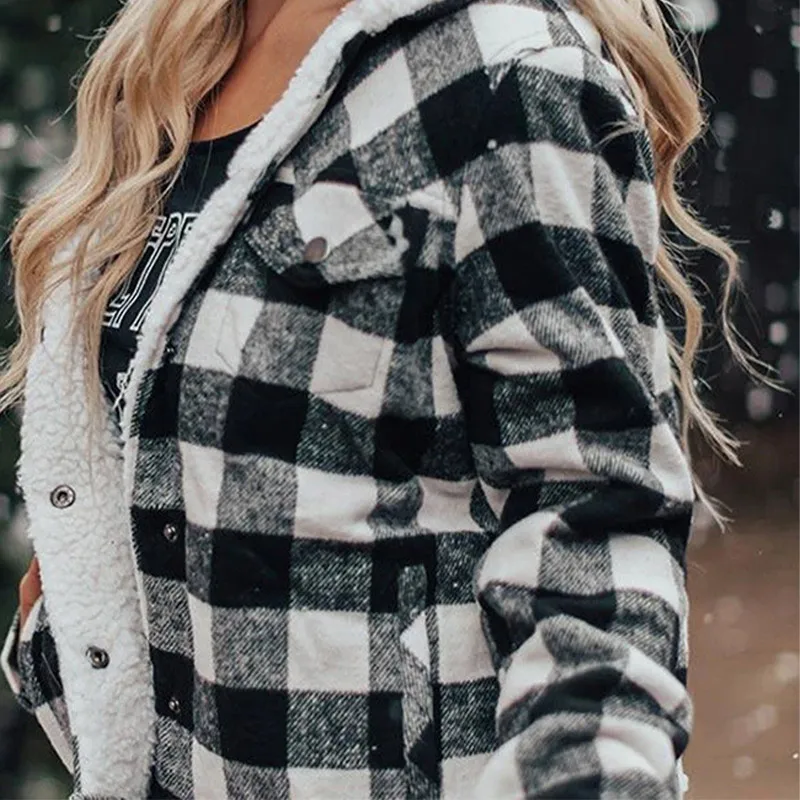 

Winter Plaid Thick Warm Jacket Coats Women Checked lambswool Cotton Padded Coat Female 2020 Autumn Fashion Ladies Casual Coats