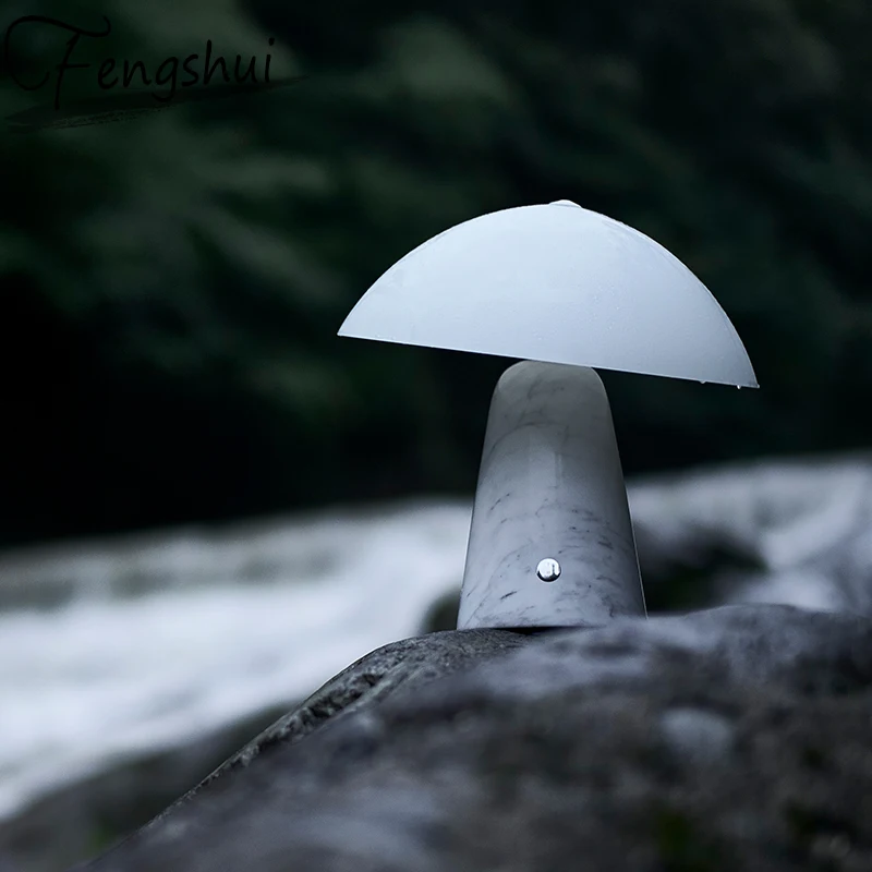 Современная Деревянная мраморная Светодиодная настольная лампа декоративный