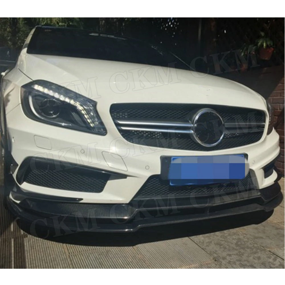 2 шт. углеродное волокно передний бампер для Mercedes Benz A Class W176 A250 спортивный 2013 2014 2015