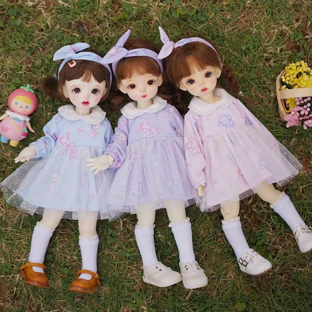 

BJD doll clothes suit suitable for 1-6 size spring daily suit skirt headband skirt socks doll accessories