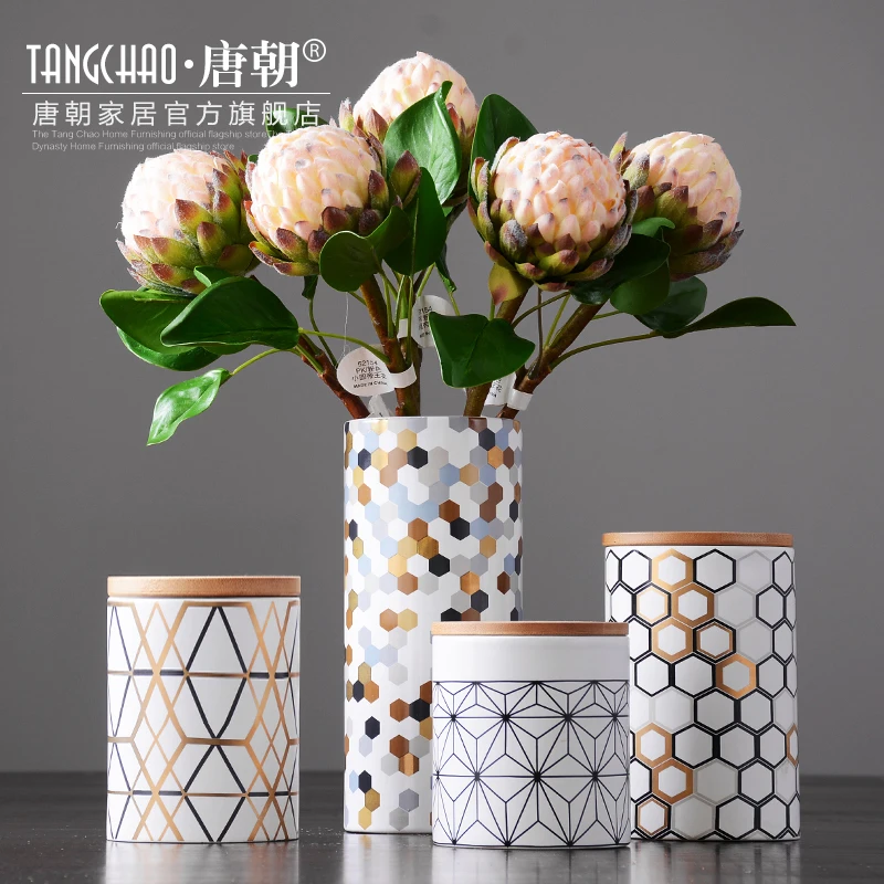 Современная бамбуковая Деревянная обложка абстрактной геометрии хранение