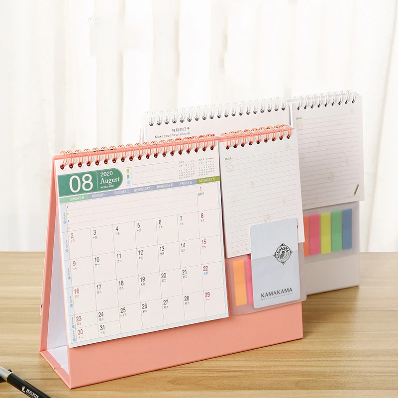 

Student Desk Calendar With Memo and Sticky Notes Set Waterproof Dirt-proof 3 in 1 Calendar Sets for Student 255*220mm