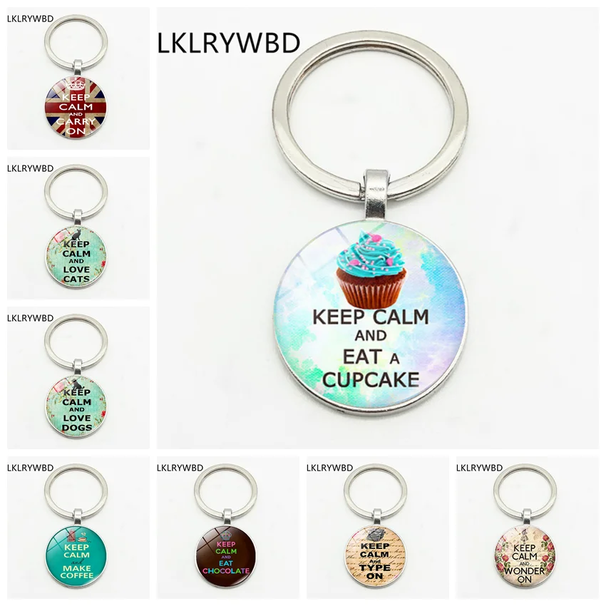 

LKLRYWBD / Personality Keep Cool Fashion Keychain Key Ring Jewelry Pendant Convex Glass Keychain
