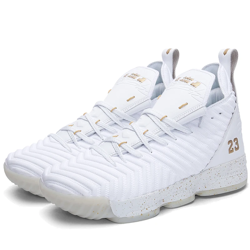 white and gold James/мужские баскетбольные кроссовки Lebron, баскетбольные кроссовки с высоким берцем, мужские тренировочные ботильоны, уличная Мужская разноцветная спортивная обувь унисекс - Цвет: white and gold
