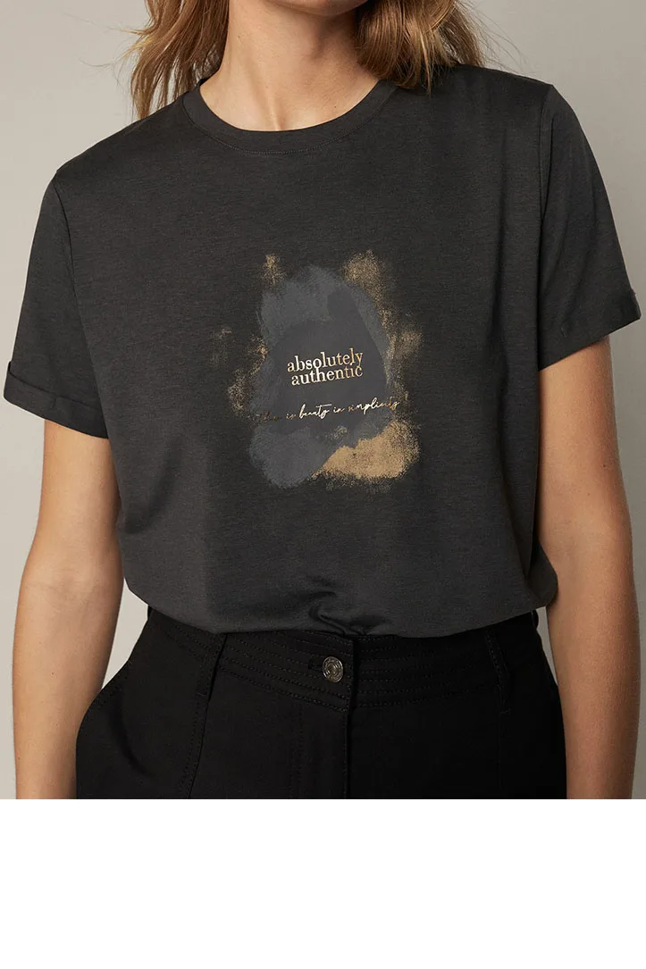 

Skin-friendly cotton basic creative hedging simple letter T-shirt