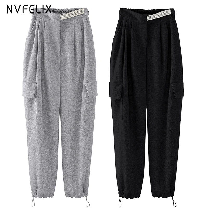 

NVFelix High Waist Casual Pants Women 2021 New Loose Wide Leg Pants Fashion Overalls Mom Trousers Soft Comfort Female Slacks