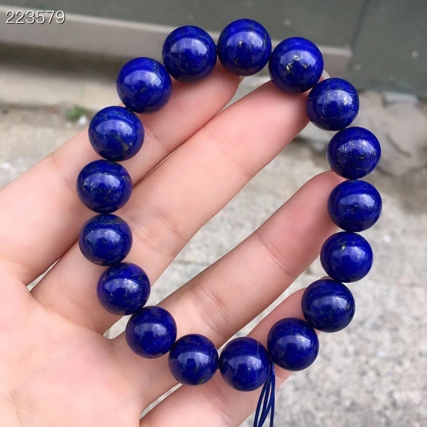 

12.2mm Natural Lapis Lazuli Royal Blue Gemstone Women Men Bracelet Round Beads Men Fashion Stone AAAAAA