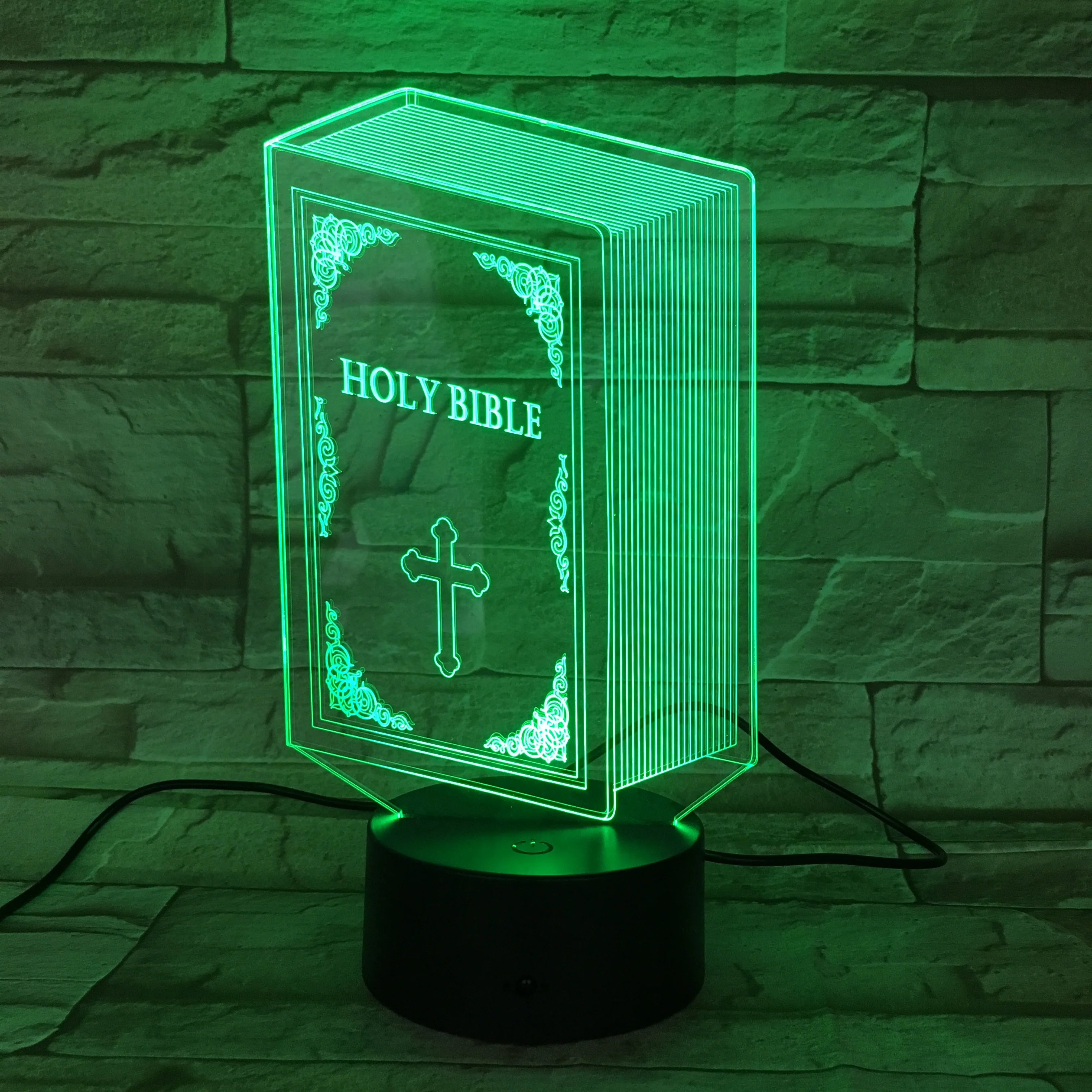 3d ночник Holy Bible в виде книги с изображением Иисуса и Креста светодиодный
