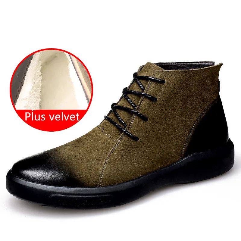 Новинка Мужские ботинки из натуральной кожи Ботильоны Модная обувь на шнуровке