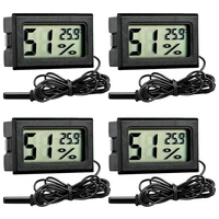 4 packs of aquarium thermometer and hygrometer lcd mini embedded temperature and hygrometer with probe for reptiles