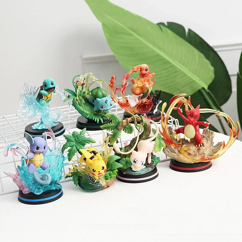 

TAKARA TOMY pokemon Exquisite figure Sprite model Desktop ornament Charmander Squirtle Pikachu Mew Birthday gift for children