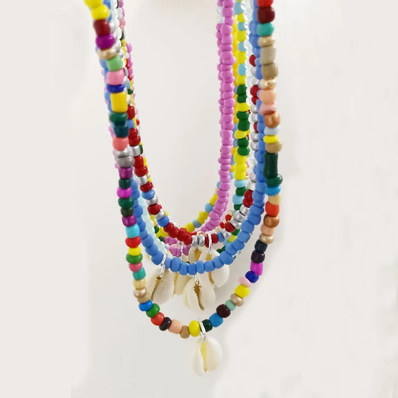 Богемные Ручной Работы Радуга чокер с бусинами ожерелье Бохо Конфета цветные