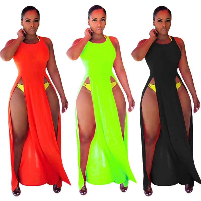 

Plus Size Clothing for Women Dress 3xl Wholesale Tank Maxi Dresses Sexy Casual Slip Hem Streetwear Summer New Dress Dropshipping