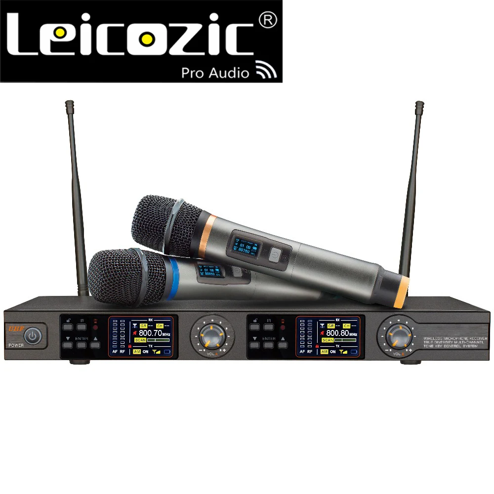 Цифровой беспроводной микрофон двухканальный ручной W600 истинное разнообразие
