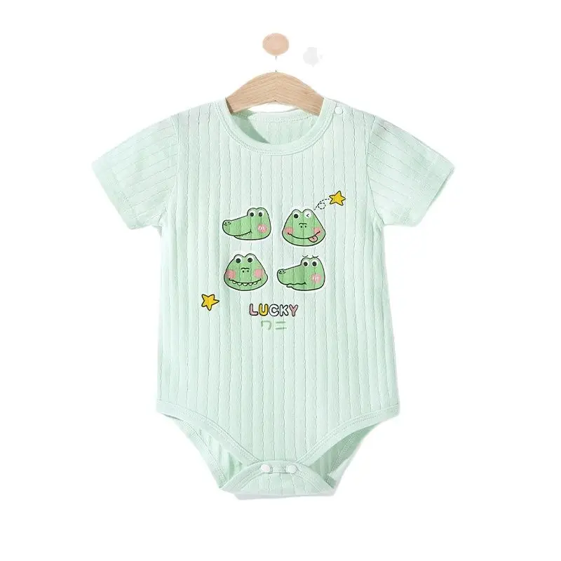 

3M-24M Infant Kids Clothing Boys Girls Rompers Short Sleeved Covered Button O-Neck 2021 Summer Clothes Newborn Baby Cute Outfits