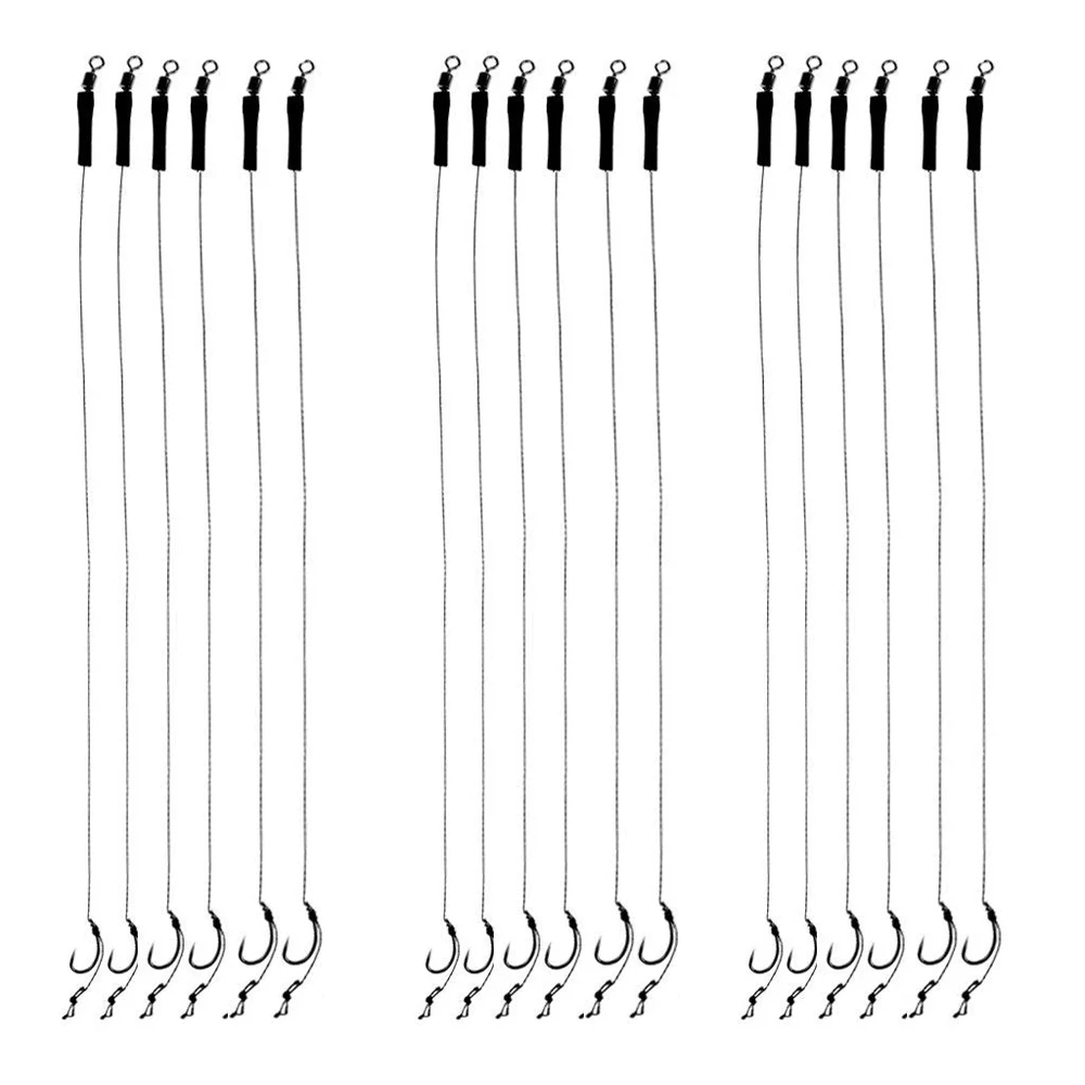 

6Pcs 12lb Fishing Hair Rigs Assorted Hand Tied Carp Fishing Barbless Hooks Size 6 8 10 Fishing Accessories Tackles