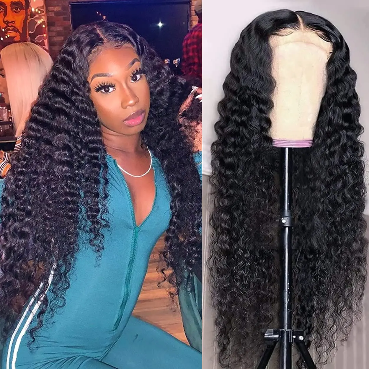 

Deep Wave Lace Closure Wig Full Lace Front Human Hair Wigs For Black Women 5x5 180% HD Wet And Wavy Loose Deep Wave Frontal Wig