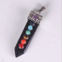natural black agate colorful sword gemstone silver pendant cuff christmas easter glowing elegant seven chakras pray dark matter