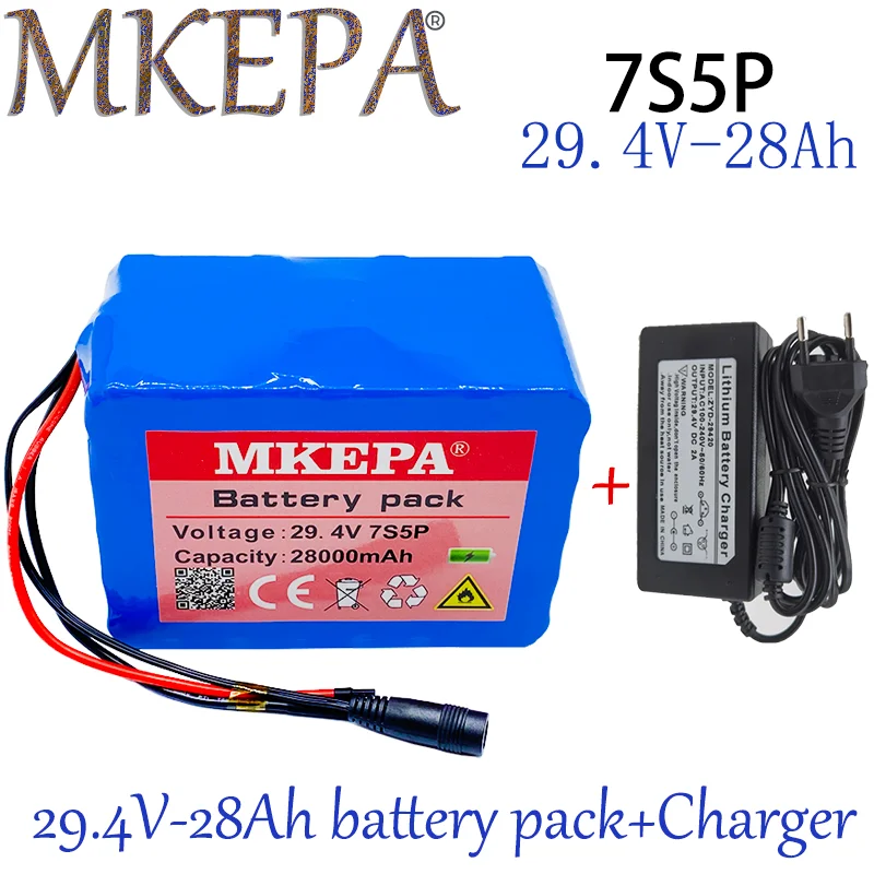 

7S5P 24v 28Ah battery pack 250w 29.4V 28000mAh lithium ion battery for wheelchair electric bicycle pack with BMS + charger