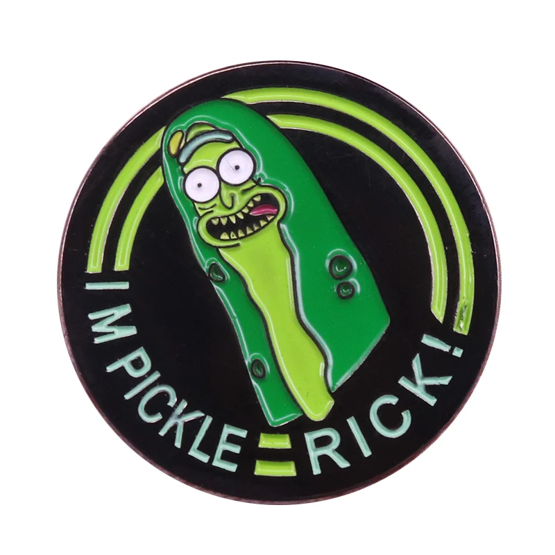 I'm Pickle Rick Эмаль Булавка плавание Рик Морти брошь милый мультфильм круглый бейдж забавный рюкзак, аксессуар подарок для детей