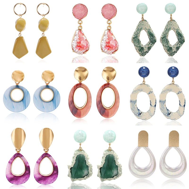 

Fashion Women's Earrings 2019 Boho Korean Unusual Earrings Handmade Indian Jewelry Earrings With Stones Kpop Accessories Party