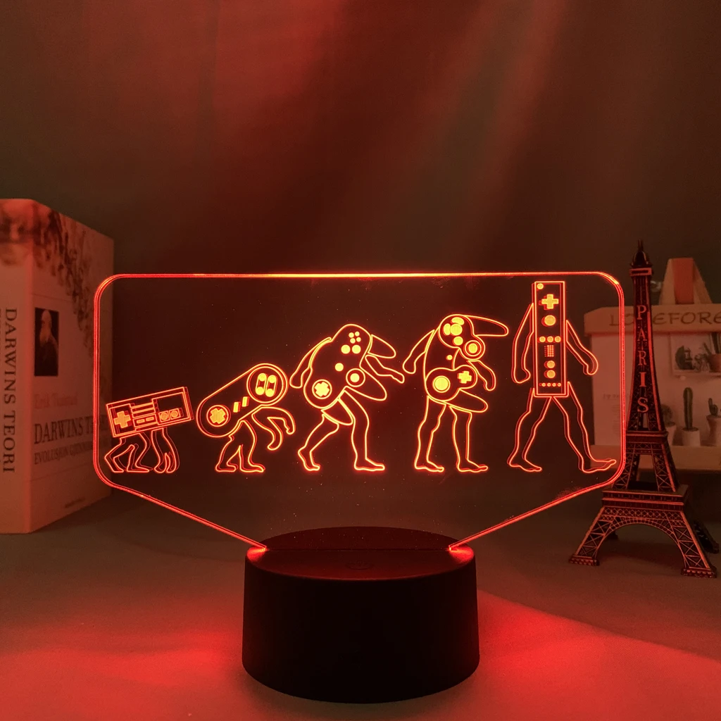 

Gamepad Evolution Night Light Acrylic 3D LED Light for Kids Bedroom Game Room Decor Cool Atmosphere Desk Lamp Game Controller