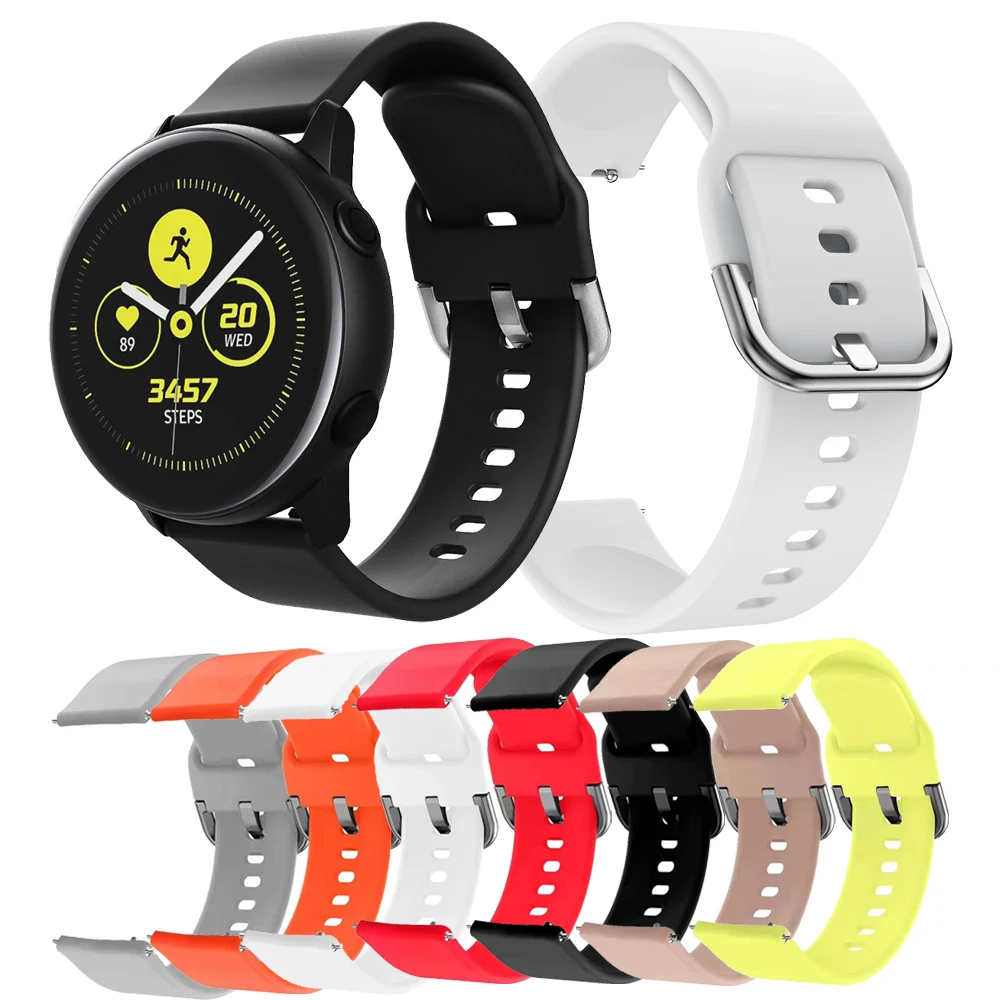 Ремешок силиконовый для смарт часов Samsung Galaxy Watch Active сменный однотонный браслет
