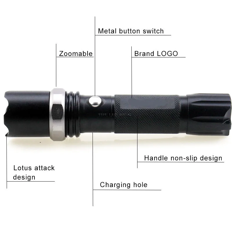 Светодиодный тактический фонарик 10000 люмен XM-T6 L2 V6 с фокусировкой 5 режимов