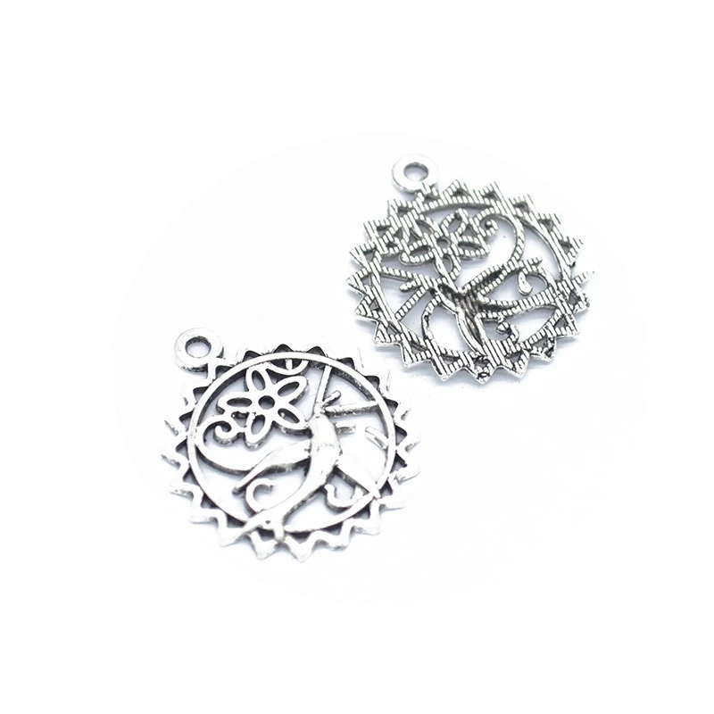 

15pcs Charms Flower Birds 28x25mm DIY Jewelry Making Pendant Fit Earring Necklace Bracelet Handcraft