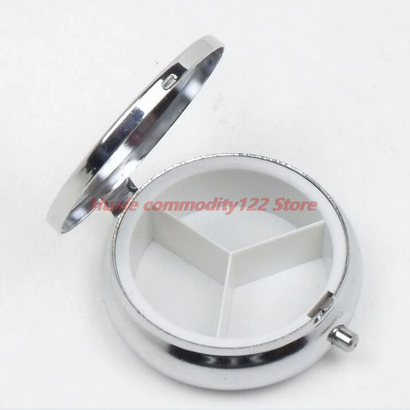 

New 1pcs/lot Mini Metal Round Silver Tablet Pill Boxes Holder Advantageous Container Medicine Case Small Storage