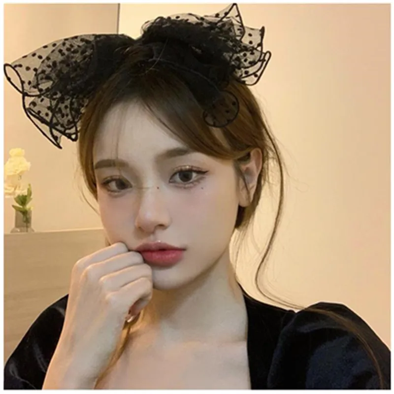 

Sweet Lace Mesh Hair Bow Ponytail Hair Clips Brand Style Hair Accessories Big Bow Snap Clips Pearls Party Headdress Hairpin