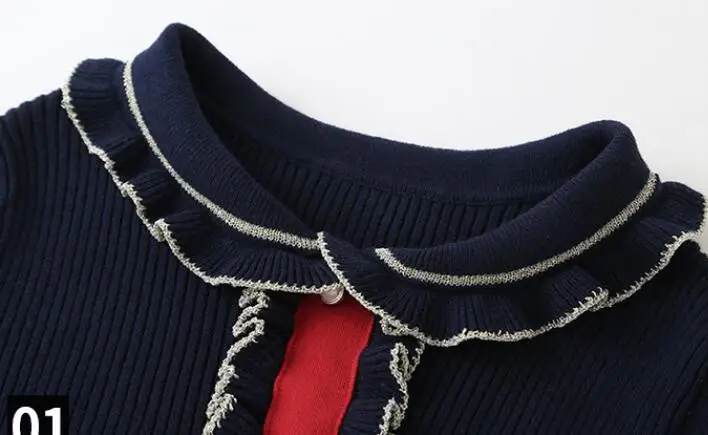 Детское вязаное платье для девочек Осень-зима 2020 платья-свитера с оборками