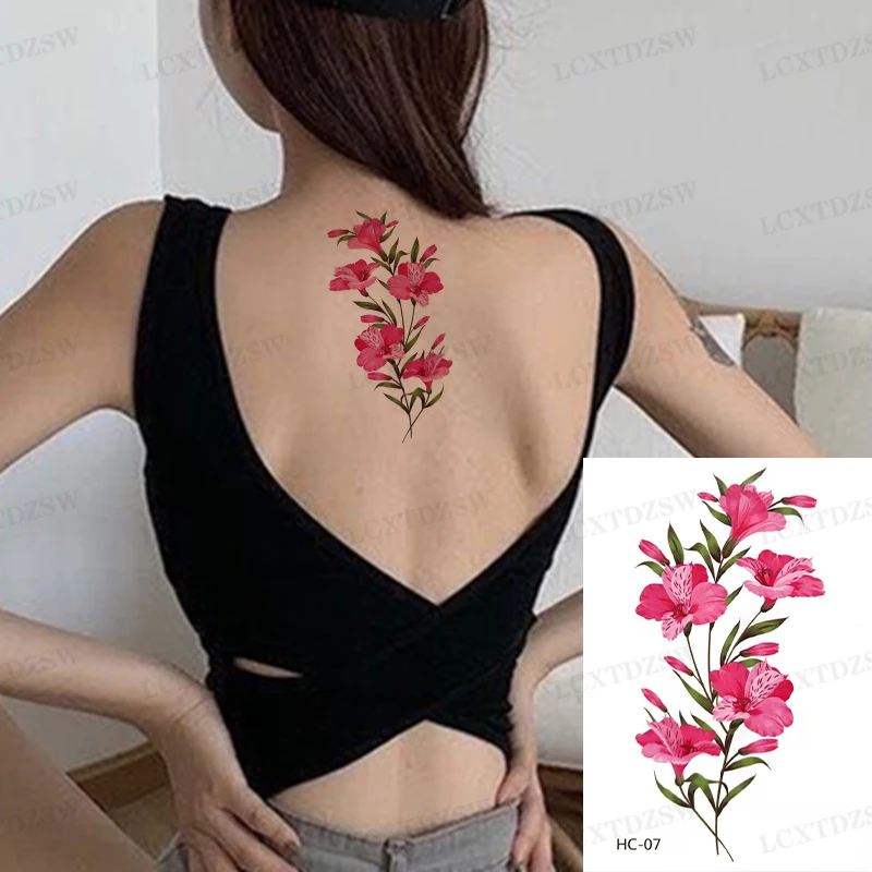 Waterproof Tattoo Sticker Lady Flower Rose Peony Temporary Sleeve Tatoo Smalle Size Sexy Arm Leg Body Decorate Art Fashion Flash