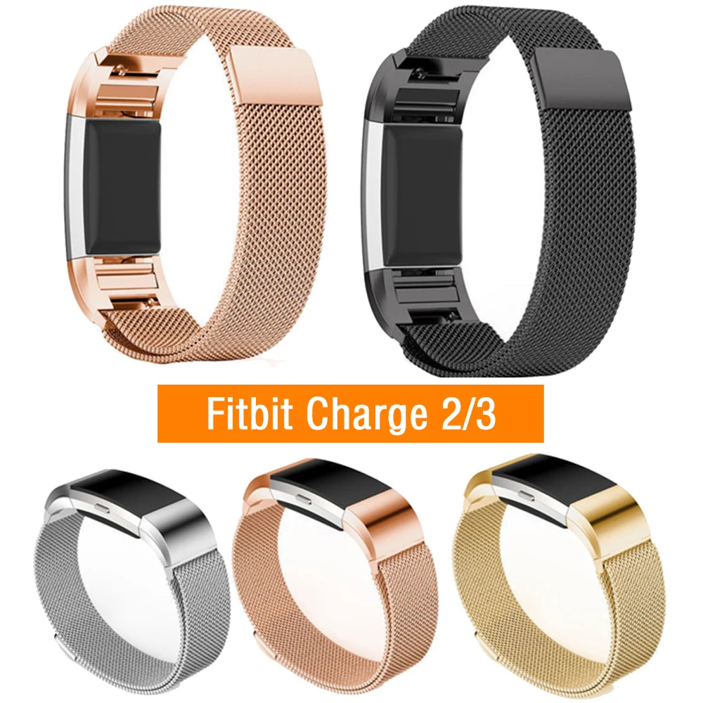 2020 миланские ремни для Fitbit Charge 3 2 Band Магнитные умные часы из нержавеющей стали Correa