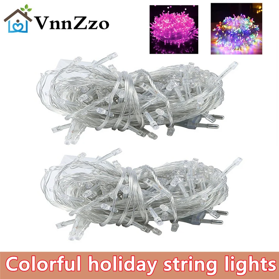 

220 В Праздничная светильник вая гирлянда, теплый белый, красочный, красный, желтый, используется для украшения рождевечерние, украшение для ...