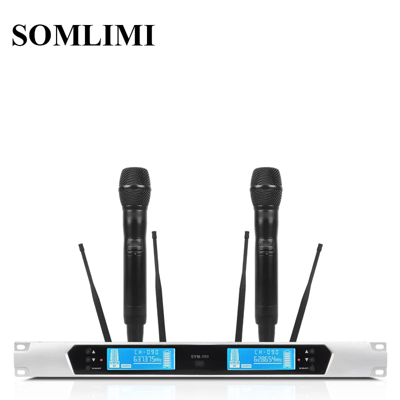 

SOM 400 METERS Long Distance High Quality UHF Professional Dual Wireless Microphone Stage performance Karaoke School Party Show