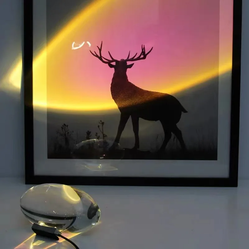 

LED Night Lamp Egg-Shaped Sunset Projection Lights Crystal Table Lamp Home Decoration Light Bedroom Wall Projection Lights