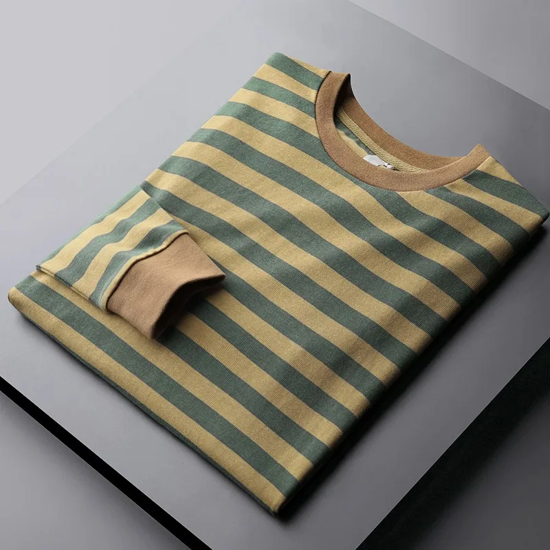 

100% новые хлопковые мужские футболки высокого качества с длинным рукавом на каждый день в полоску Футболка для мальчиков футболки, плюс разм...